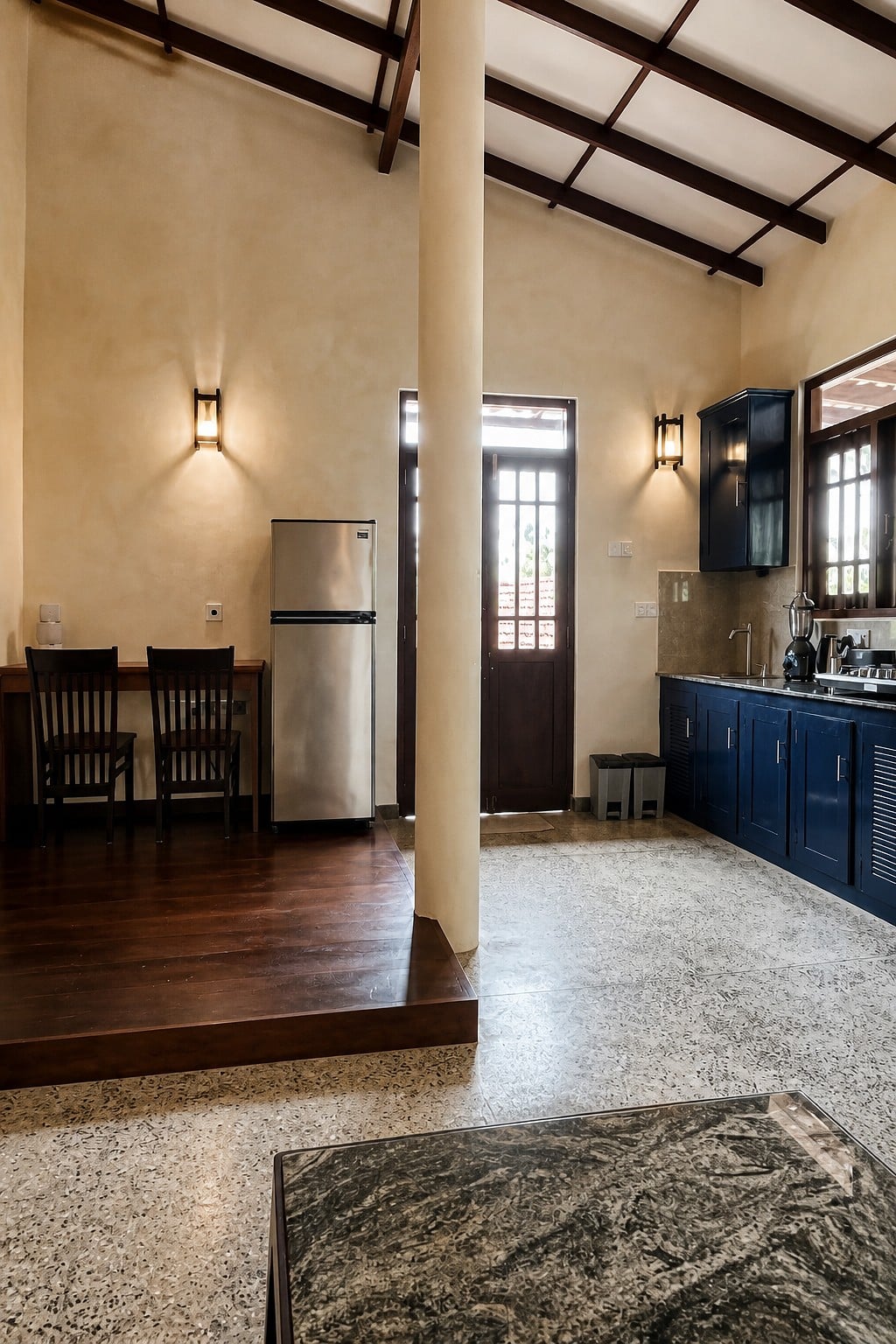 Kitchen and dining area at Sereniqe Heaven villa, Hikkaduwa