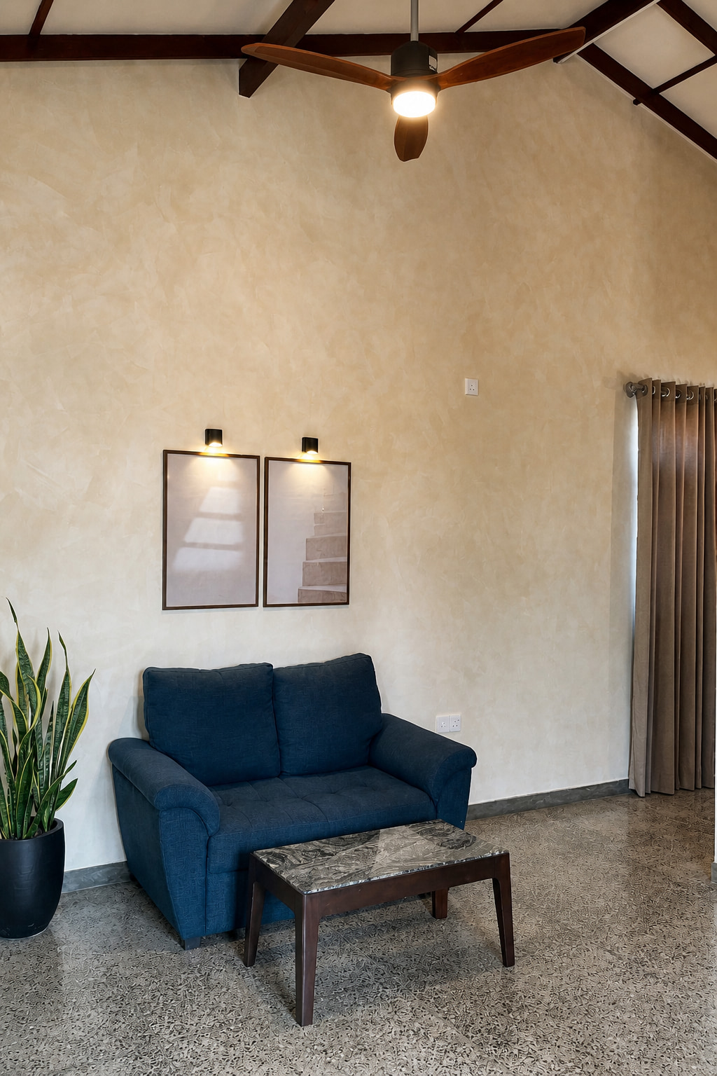 Wide view of the upper floor living space